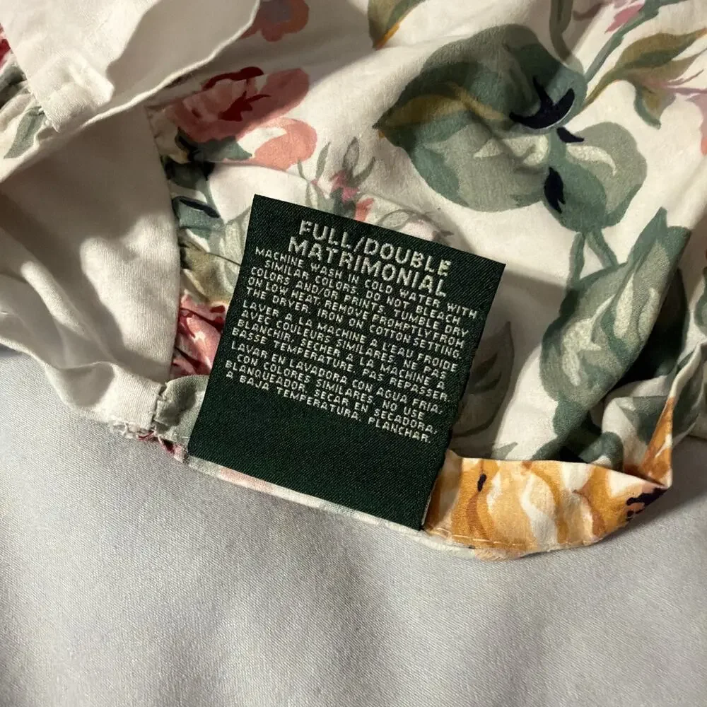 Vtg Ralph Lauren Allison FULL Bed Skirt Dust Ruffle Floral Roses French Country